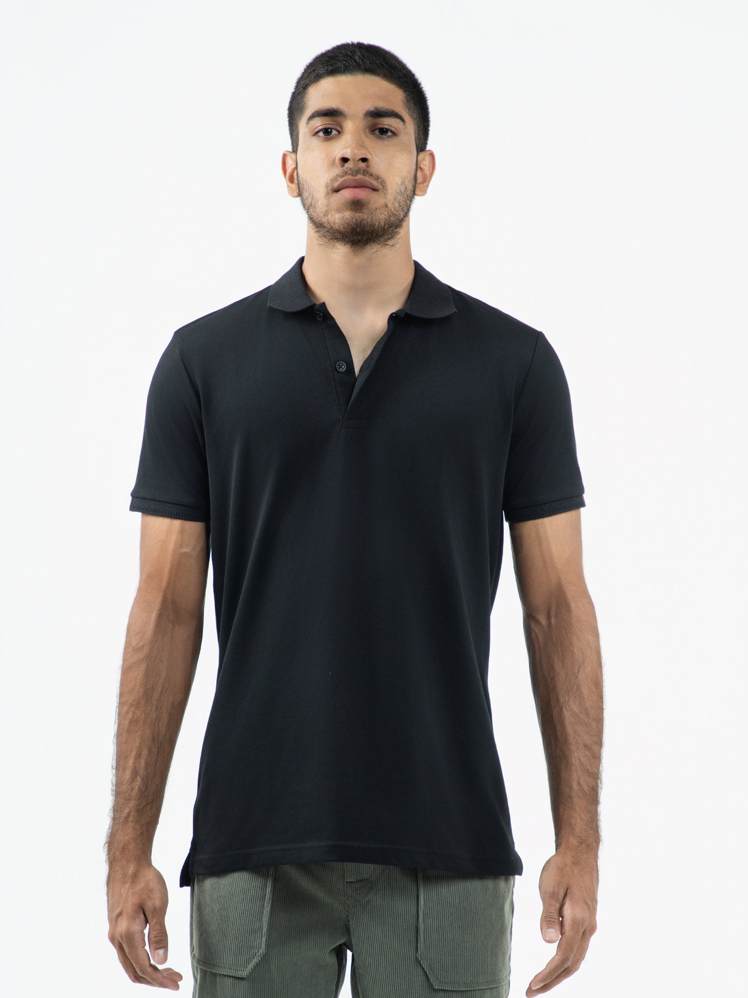 DEEDAT Slim Fit Polo Tee Shirt - Black