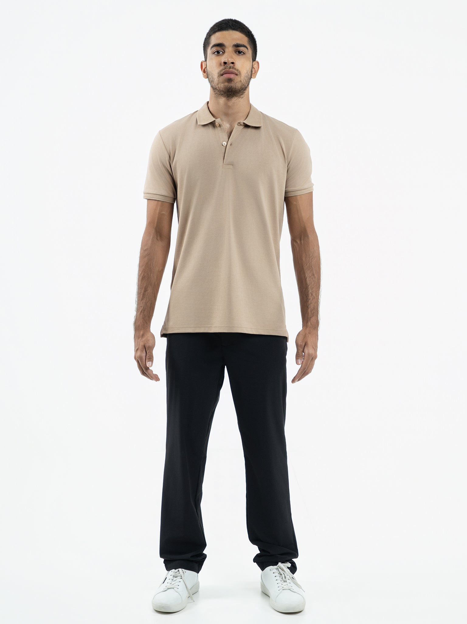 DEEDAT Slim Fit Polo Tee Shirt - Beige