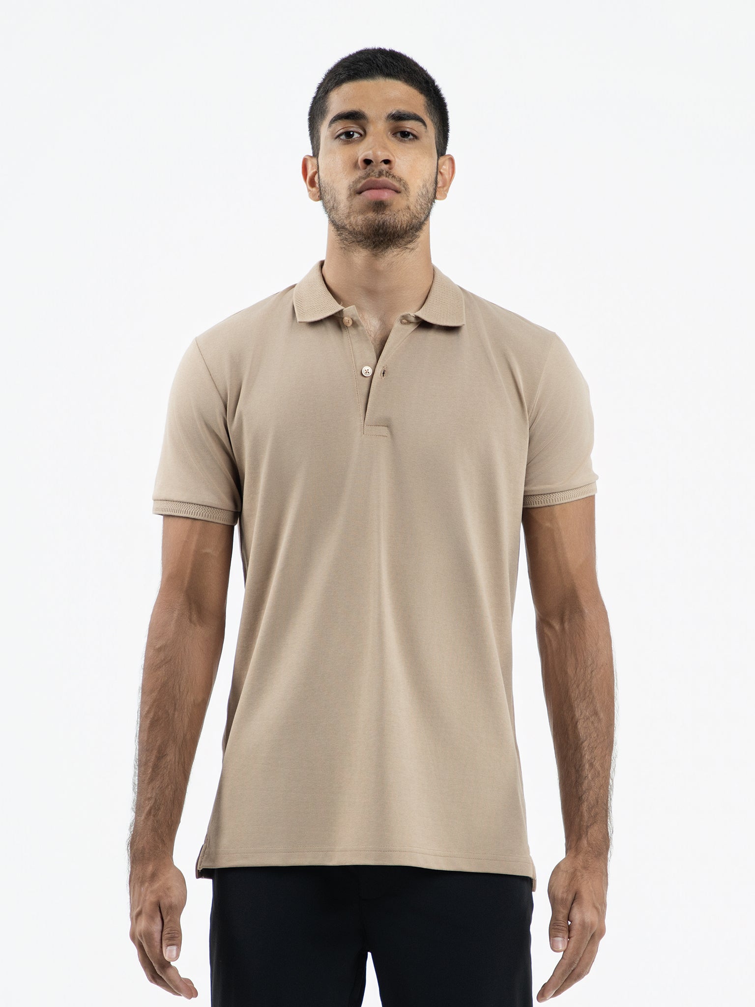 DEEDAT Slim Fit Polo Tee Shirt - Beige