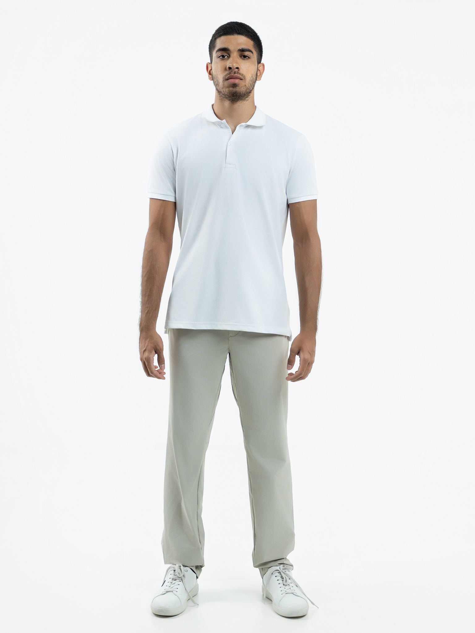 DEEDAT Slim Fit Polo Tee Shirt - White