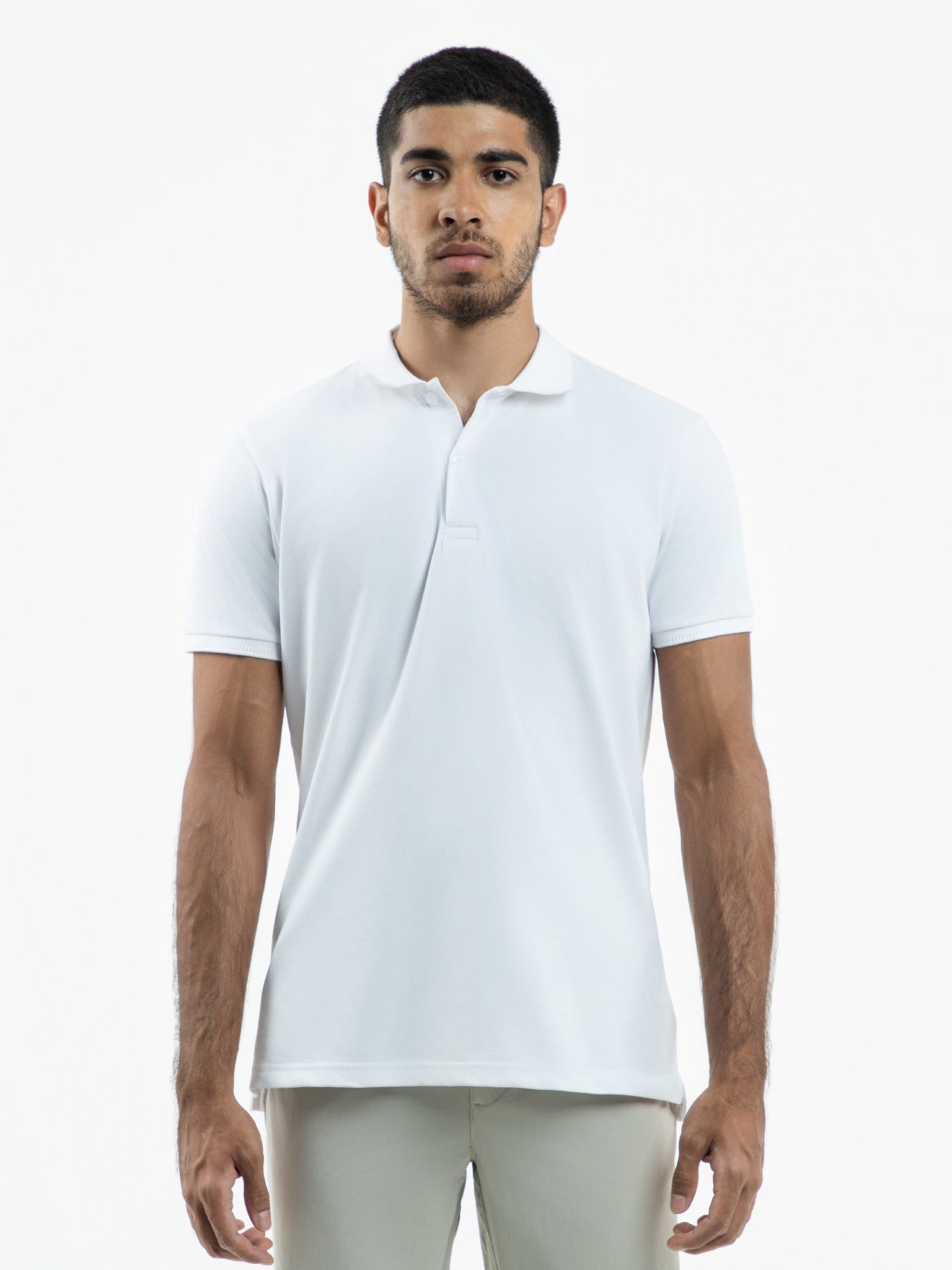 DEEDAT Slim Fit Polo Tee Shirt - White