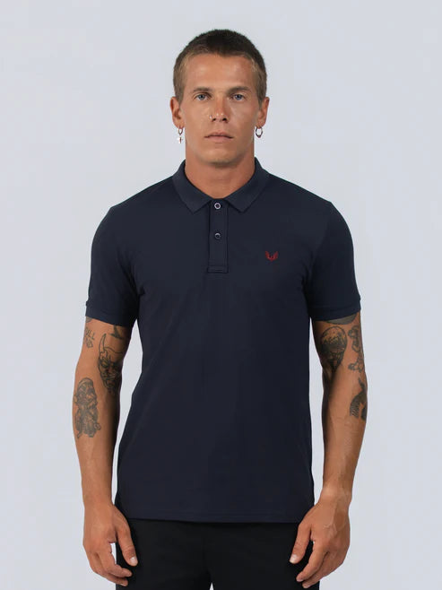 DEEDAT Short Sleeve Polo Slim Fit Tees - Navy