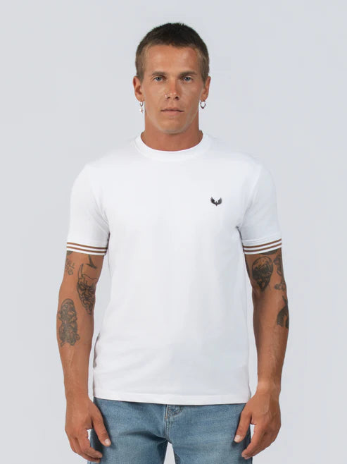 DEEDAT Short Sleeve Crew Neck Slim Fit Tees - White