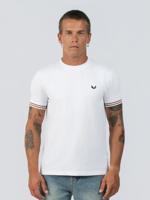 DEEDAT Short Sleeve Crew Neck Slim Fit Tees - White