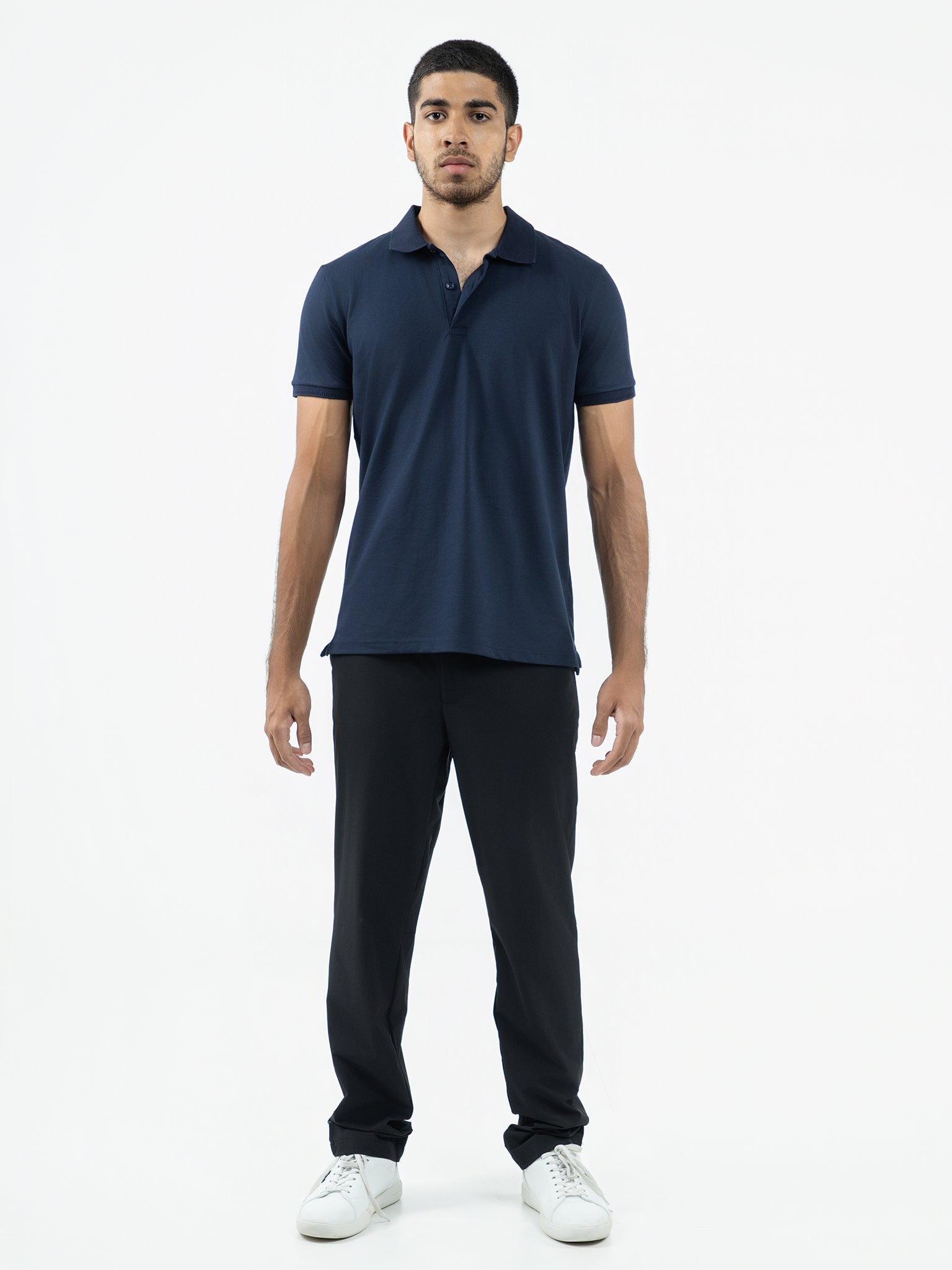 DEEDAT Slim Fit Polo Tee Shirt - Navy