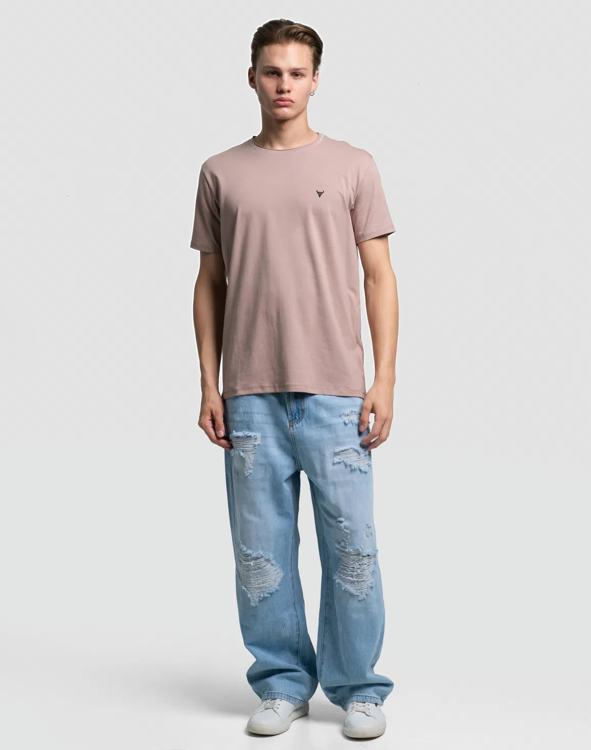 DEEDAT Bull Head Crew Neck Tee - Light Taupe