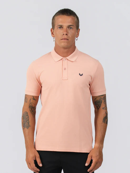 DEEDAT Short Sleeve Polo Slim Fit Tees - Peach
