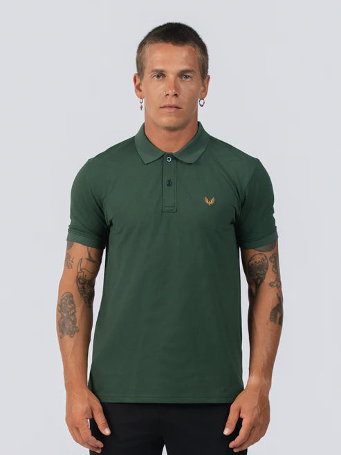 DEEDAT Short Sleeve Polo Slim Fit Tees - Dark Green